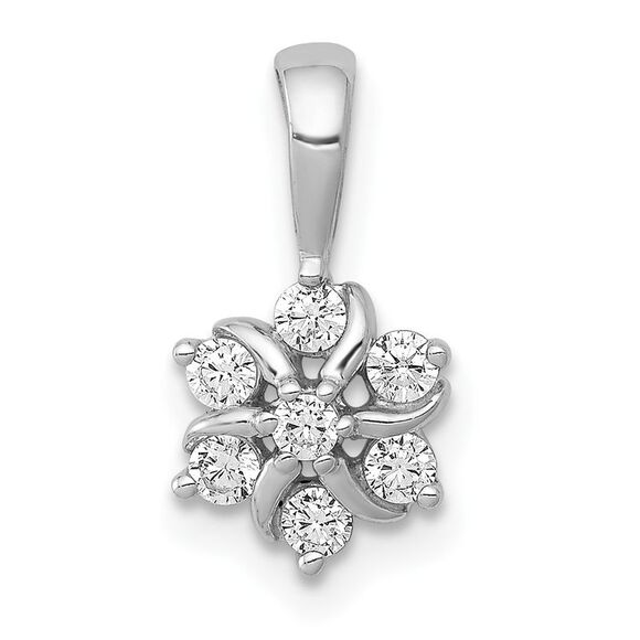 Kazi Luxury 14k White Gold 1/4ct Diamond Flower Pendant